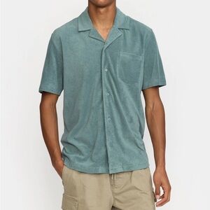 Madewell French Terry Aqua Short Sleeve Cuban Leisure Shirt size medium